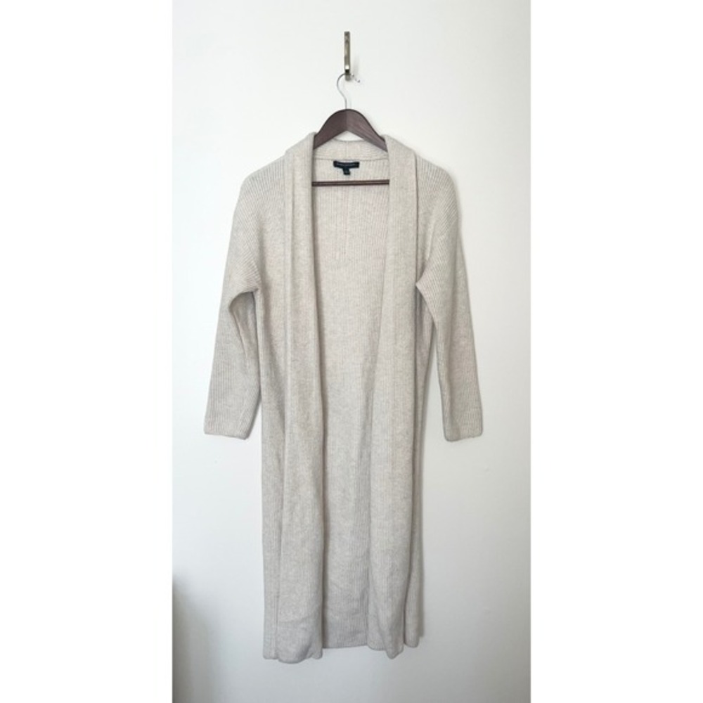 Banana Republic Wool Blend Beige Knit Long Open Front Duster Cardigan Sweater SM